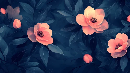 Pink blooms with dark foliage composition.