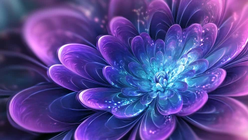 Fractal luminescent chrysanthemum with iridescent spectral petals.