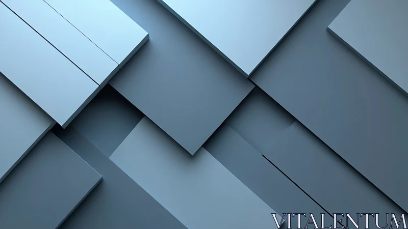 Layered blue panels form minimal geometric abstract plane.