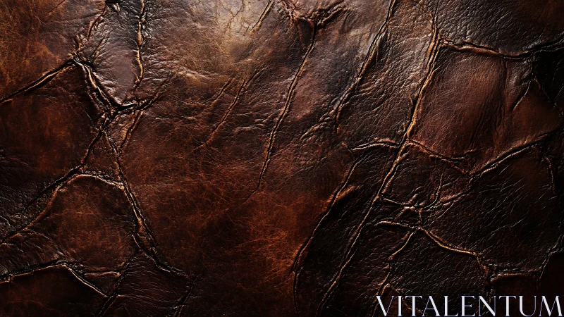 Close-up surface of distressed dark brown leather texture.