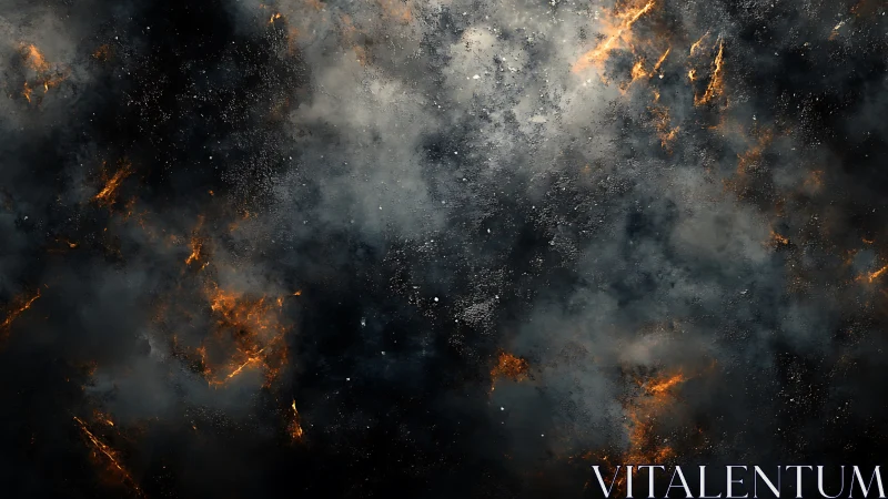 Cosmic Inferno: Celestial Matter Collides in Fiery Tumult.