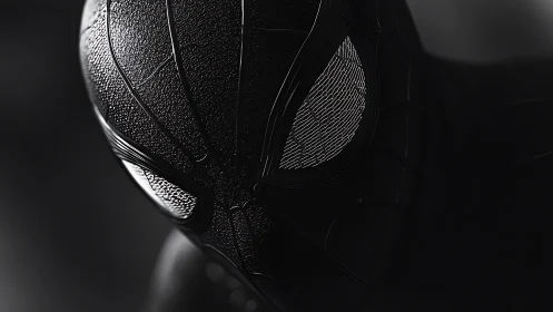 Moody close-up portrait of a sleek masked superhero figure.
