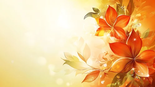 Gradient Floral Composition in Orange and Gold Tones