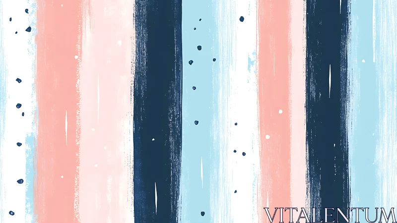 Pastel vertical brush stripes with navy paint splatters.