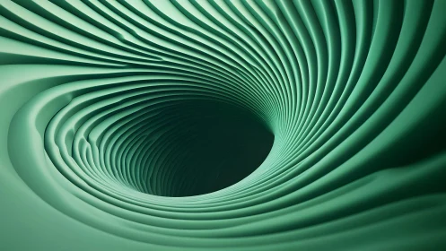 Abstract green vortex with layered curves in modern digital art.
