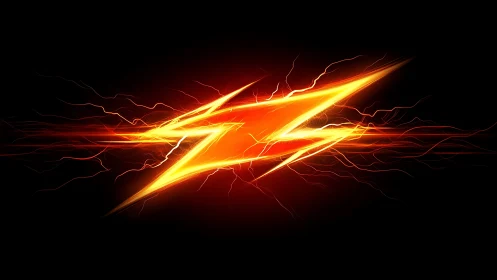 Neon lightning bolt emblem with high-energy motion blur.