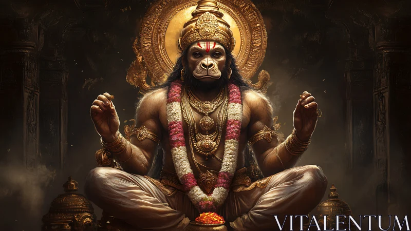 Divine simian deity rendered in ornate photorealistic detail