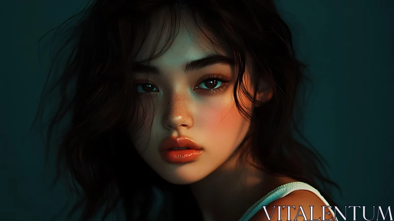 Digital painting portrait with cinematic low-key lighting study.