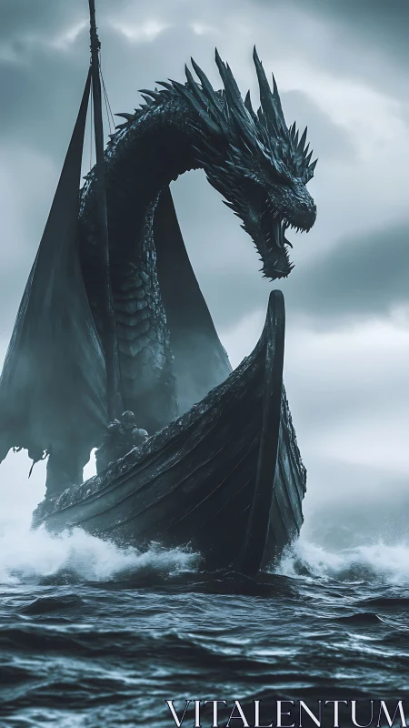 Storm-scarred dragon stoically helms a ghostly viking raid