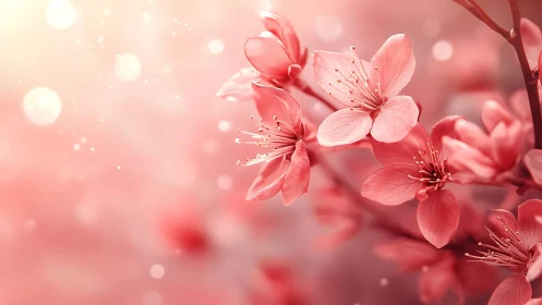 Pink Blossoms in Soft Focus. Ethereal Floral Composition.