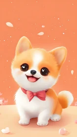 High-saturation chibi corgi portrait with volumetric fur rendering.