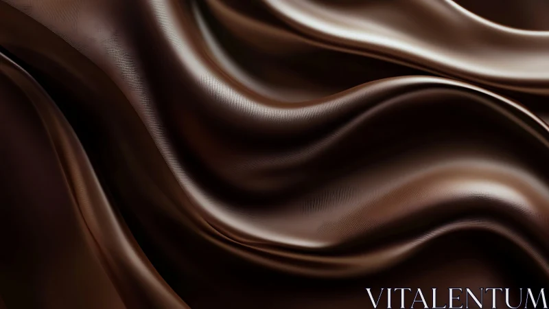 Silky chocolate fabric folds flow with smooth reflective sheen