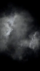 Brooding gray smoke drifts through a dark abstract void