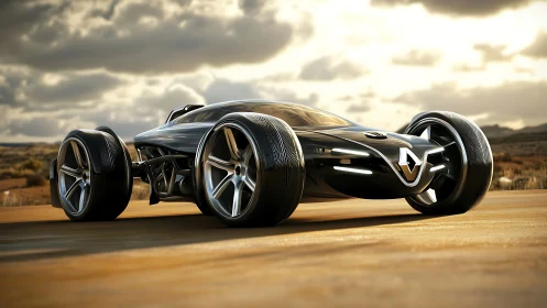 Futuristic Renault desert concept car with exposed suspension