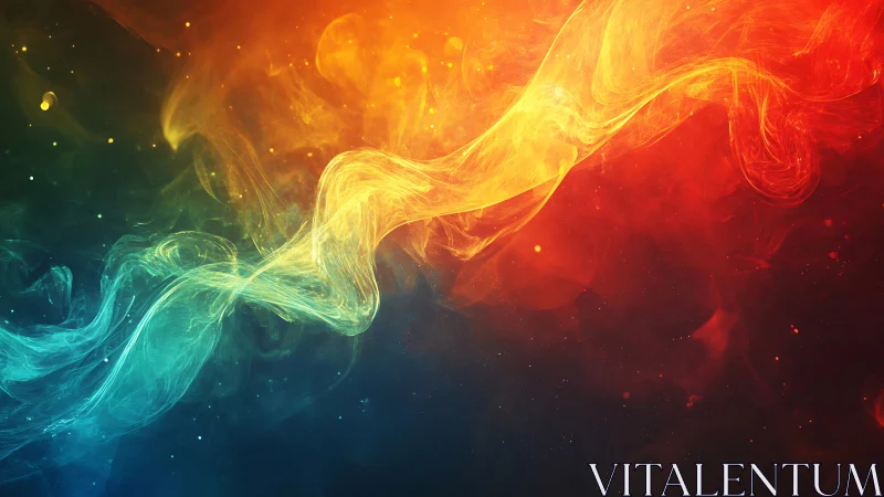 Fiery blue and orange nebula swirl across dark space.