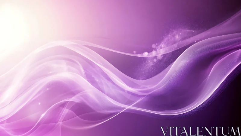 Luminous violet waves flow across a dreamy digital horizon