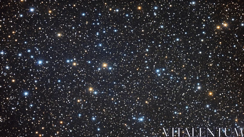Dense star field with varied stellar magnitudes and colors is shown