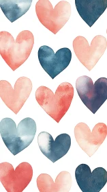 Watercolor Heart Composition on White Ground.