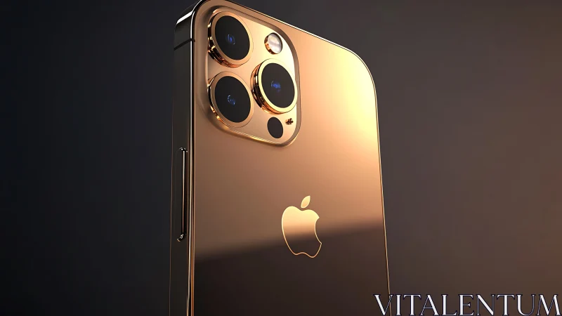 Gold-Finished iPhone Pro with Triple Lens Array.