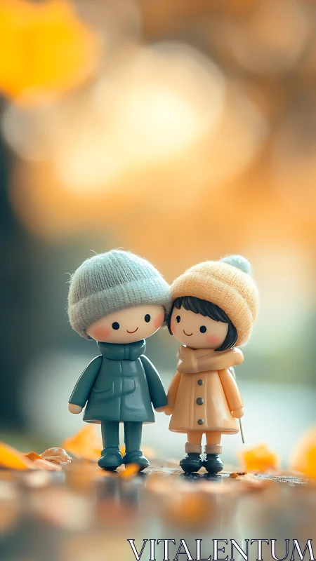 Two Little Hearts Together in Autumn's Gentle Glow.