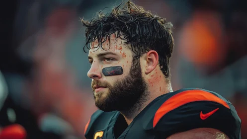 Gridiron portrait isolates focused American football athlete