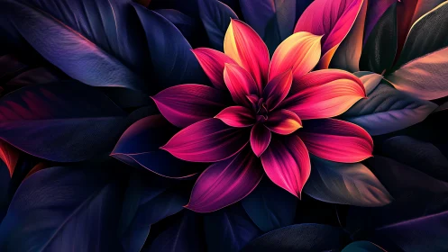 Luminous Flower Blooming in Vibrant Neon Colors