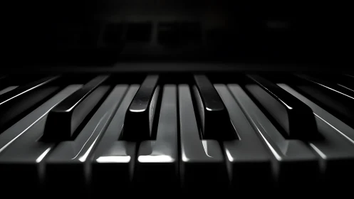 Low-key macro study of glossy piano keys with shallow focus