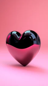 Polished Obsidian Heart Form with Metallic Gloss Finish