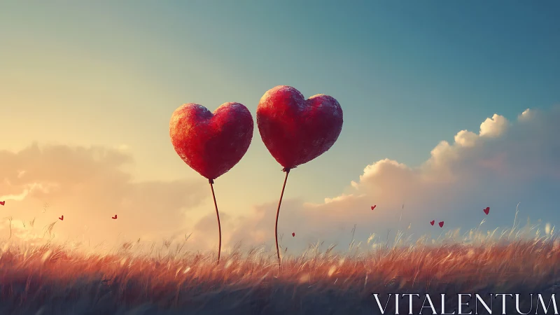 Twin Hearts Bloom in Golden Fields.