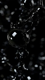 Gleaming black liquid orbs drift gently in the soft dark