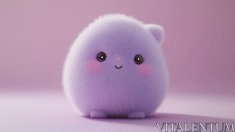 Pastel lilac plush creature glows under soft studio light.