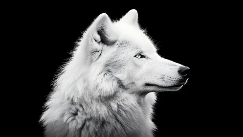 Lone silver wolf slices through darkness with quiet resolve