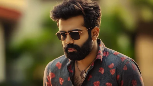 Cool bearded style in warm light with easygoing confidence.