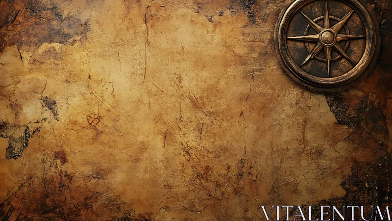 Weathered parchment wall with antique brass compass rose.