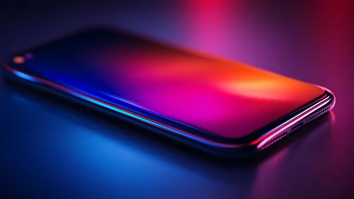 Stunning Modern Smartphone Glowing with Vibrant Neon Colors