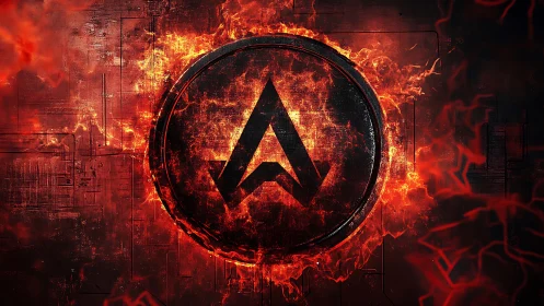 Fiery Arrow Symbol Blazing Through Digital Darkness and Destruction