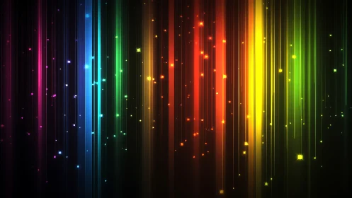 Vertical spectrum light trails in abstract digital composition.
