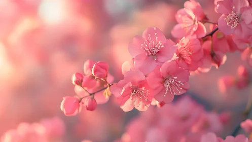 Luminescent Pink Blossoms: Shallow Depth-of-Field Floral Photography Study.
