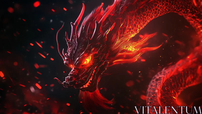 Infernal fire dragon portrait with glowing ember scales.