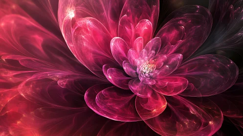 Vibrant digital bloom with layered pink luminous petals.