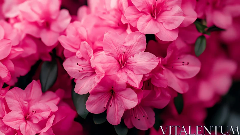Vibrant Pink Azalea Blooms Fill Frame with Layered Petals
