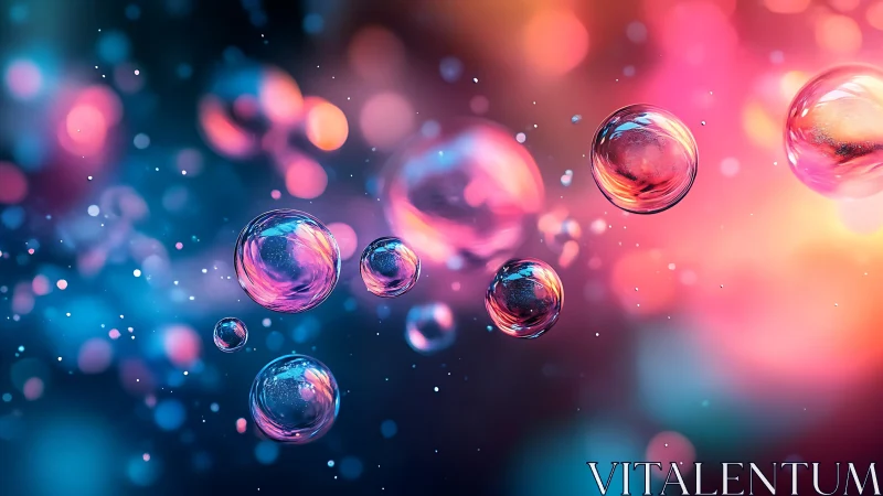 Softly glowing bubbles drifting through neon dreamlight.