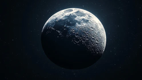 Moonlit crater seas drift through velvet cosmic quietude.