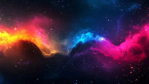 Color-swept cosmic clouds drifting through quiet starlight.