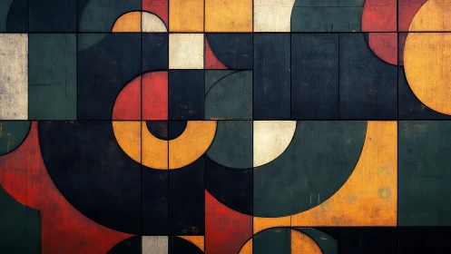 Geometric panel arrangement shows intersecting circles and grids