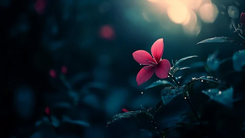 Magenta Blossom Ignites Against Twilight's Teal Embrace