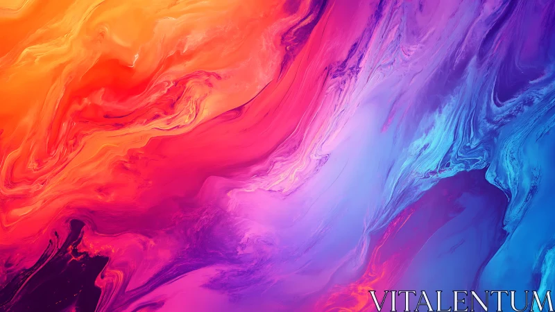 Vibrant fluid gradient waves in molten neon spectrum field.