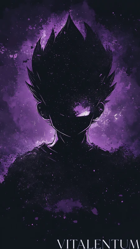 Silhouetted figure in purple splatter field remains undefined