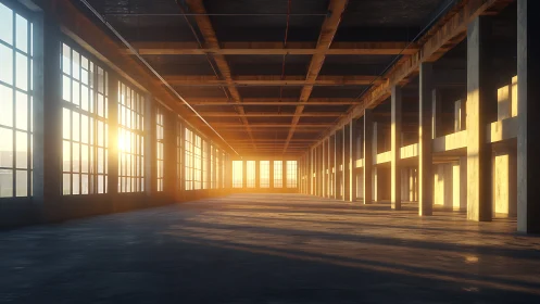 Sunlit industrial loft interior with modular concrete grid.