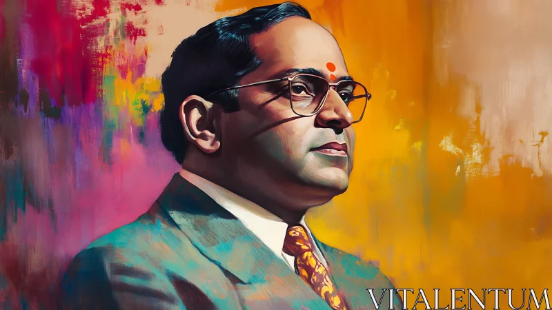 Portrait of dignified man in suit against vivid colors.